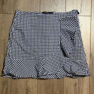 Polo Golf Ralph Lauren Gingham Ruffle Skort Navy Blue White Size 4 Wrap Skirt